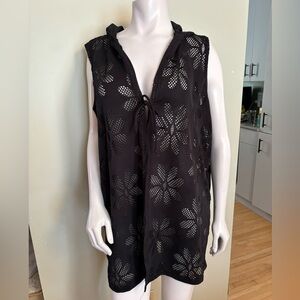 Black Sleeveless Lace Cover-Up